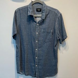 HUF Linen/Cotton Collared Button-Down T-Shirt- Size M